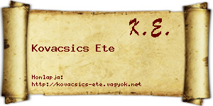 Kovacsics Ete névjegykártya